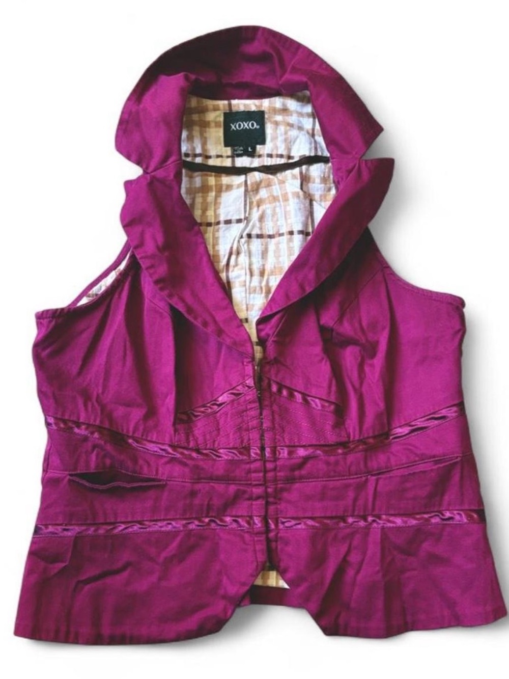 Y2K XOXO Magenta Rave Vest with corset front
